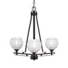 Uptowne 3 Light, Uplight, Chandelier, Dark Granite Finish, 6" Clear Ribbed Glass (323-DG-5110)