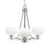 Uptowne 3 Light, Uplight, Chandelier, Aged Silver Finish, 7" White Muslin Glass (323-AS-212)
