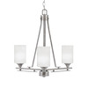 Uptowne 3 Light, Uplight, Chandelier, Aged Silver Finish, 4" White Marble Glass (323-AS-3001)