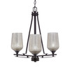 Uptowne 3 Light, Uplight, Chandelier, Dark Granite Finish, 5" Silver Textured Glass (323-DG-4253)