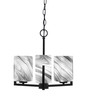 Atlas 3 Light, Chandelier, Matte Black Finish, 3.5" Square Onyx Swirl Glass (4503-MB-549)
