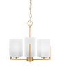 Atlas 3 Light, Chandelier, New Age Brass Finish, 3.5" Square White Marble Glass (4503-NAB-541)