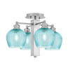 Edge 4 Light Semi-Flush, Brushed Nickel Finish, 6" Turquoise Textured Glass (1157-BN-4605)
