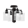 Edge 4 Light Semi-Flush, Espresso Finish, 4" Clear Bubble Glass (1157-ES-530)