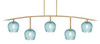 Kurve 5 Light Bar, New Age Brass Finish, 6" Turquoise Textured Glass (3745-NAB-4605)