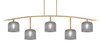 Kurve 5 Light Bar, New Age Brass Finish, 6" Smoke Textured Glass (3745-NAB-4612)