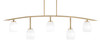 Kurve 5 Light Bar, New Age Brass Finish, 5" White Linen Glass (3745-NAB-615)