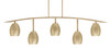 Kurve 5 Light Bar, New Age Brass Finish, 5" New Age Brass Oval Metal Shades (3745-NAB-426-NAB)