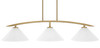 Kurve 3 Light Island Light, New Age Brass Finish, 12" White Marble Glass (3736-NAB-2121)