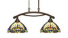 Bow 2 Light Island Light, Bronze Finish, 12" Earth Star Art Glass (872-BRZ-9369)
