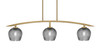 Kurve 3 Light Island Light, New Age Brass Finish, 6" Smoke Textured Glass (3736-NAB-4602)