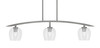 Kurve 3 Light Island Light, Graphite Finish, 6" Clear Bubble Glass (3736-GP-4810)