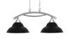 Bow 2 Light Island Light, Brushed Nickel Finish, 13" Matte Black Double Bubble Metal Shades (872-BN-428-MB)