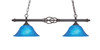 Elegante 2 Light Island Light, Dark Granite Finish, 10" Blue Italian Glass (862-DG-435)