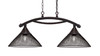Bow 2 Light Island Light, Dark Granite Finish, 14" Dark Granite Cone Mesh Metal Shades (872-DG-808-DG)