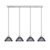 Edge 4 Light Linear Pendalier, Brushed Nickel Finish, 7" Blue Mosaic Art Glass (1156-BN-9955)