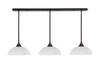 3 Light Stem Hung Linear Pendalier, Dark Granite Finish, 13" Clear Ribbed Glass (48-DG-540)