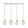 Edge 4 Light Linear Pendalier, Brushed Nickel Finish, 5" Natural Fusion Glass (1156-BN-5054)