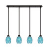 Edge 4 Light Linear Pendalier, Espresso Finish, 5" Turquoise Fusion Glass (1156-ES-5055)