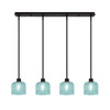 Edge 4 Light Linear Pendalier, Espresso Finish, 6" Turquoise Textured Glass (1156-ES-4615)