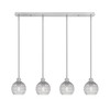 Edge 4 Light Linear Pendalier, Brushed Nickel Finish, 6" Clear Ribbed Glass (1156-BN-5110)