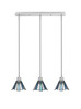 Edge 3 Light Linear Pendalier, Brushed Nickel Finish, 7" Sea Ice Art Glass (1153-BN-9325)