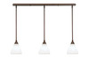 3 Light Stem Hung Linear Pendalier, Bronze Finish, 6.25" White Marble Glass  (36-BRZ-4761)