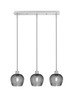 Edge 3 Light Linear Pendalier, Brushed Nickel Finish, 6" Smoke Textured Glass (1153-BN-4602)