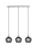 Edge 3 Light Linear Pendalier, Brushed Nickel Finish, 6" Smoke Textured Glass (1153-BN-4622)