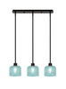 Edge 3 Light Linear Pendalier, Espresso Finish, 6" Turquoise Textured Glass (1153-ES-4615)