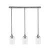 3 Light Stem Hung Linear Pendalier, Brushed Nickel Finish, 4" Clear Bubble Glass (25-BN-300)