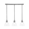 3 Light Stem Hung Linear Pendalier, Brushed Nickel Finish, 6.25" Clear Bubble Glass  (25-BN-4760)