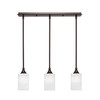 3 Light Stem Hung Linear Pendalier, Dark Granite Finish, 4" White Marble Glass (25-DG-3001)