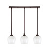 3 Light Stem Hung Linear Pendalier, Dark Granite Finish, 6" White Marble Glass (25-DG-4811)