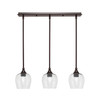 3 Light Stem Hung Linear Pendalier, Dark Granite Finish, 6" Smoke Bubble Glass (25-DG-4812)
