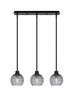 Edge 3 Light Linear Pendalier, Espresso Finish, 6" Smoke Ribbed Glass (1153-ES-5112)