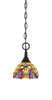 Chain Hung Mini Pendant, Black Copper Finish, 7" Lynx Art Glass  (11-BC-9445)