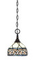 Chain Hung Mini Pendant, Black Copper Finish, 7" Royal Merlot Art Glass (11-BC-9485)