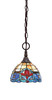 Chain Hung Mini Pendant, Dark Granite Finish, 7" Sierra Art glass  (11-DG-9355)