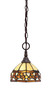 Chain Hung Mini Pendant, Dark Granite Finish, 7" Roman Jewel Art glass (11-DG-9975)