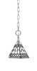 Chain Hung Mini Pendant, Chrome Finish, 7" Pewter Art Glass (11-CH-9105)