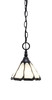 Chain Hung Mini Pendant, Matte Black Finish, 7" Pearl & Black Flair Art Glass (11-MB-9125)