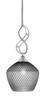 Jazz Stem Hung Mini Pendant, Chrome Finish, 9" Smoke Textured Glass (232-CH-4922)