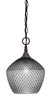 Chain Hung Mini Pendant, Dark Granite Finish, 9" Smoke Textured glass (11-DG-4922)