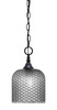Chain Hung Mini Pendant, Matte Black Finish, 7" Smoke Textured Glass (11-MB-4912)