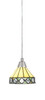 Cord Mini Pendant, Brushed Nickel Finish, 7" Diamond Peak Art Glass (22-BN-9405)