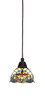 Cord Mini Pendant, Dark Granite Finish, 7" Earth Star Art Glass (22-DG-9365)