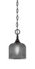 Chain Hung Mini Pendant, Black Copper Finish, 6" Smoke Textured Glass (11-BC-4612)