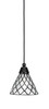 Cord Mini Pendant, Matte Black Finish, 7" Diamond Ice Art Glass (22-MB-9185)