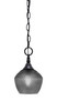 Chain Hung Mini Pendant, Matte Black Finish, 6" Smoke Textured Glass (11-MB-4622)